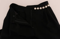 Thumbnail for Elegant High-Waist Ankle Pants with Gold Detailing