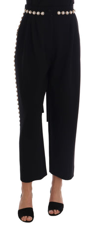 Thumbnail for Elegant High-Waist Ankle Pants with Gold Detailing