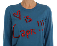 Thumbnail for Blue Silk Sequined Capri Pullover Sweater