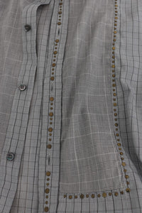 Thumbnail for Elegant Gray Checkered Slim Fit Casual Shirt