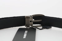 Thumbnail for Elegant Black Cotton-Leather Men's Belt