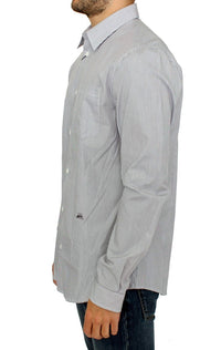 Thumbnail for Chic Gray Striped Cotton Casual Shirt