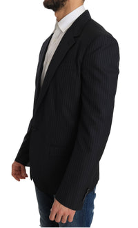 Thumbnail for Elegant Slim Fit Striped Wool Silk Blazer