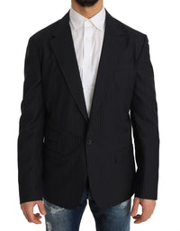 Thumbnail for Elegant Slim Fit Striped Wool Silk Blazer
