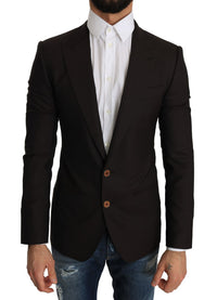 Thumbnail for Sleek Slim Brown Virgin Wool Blazer Jacket
