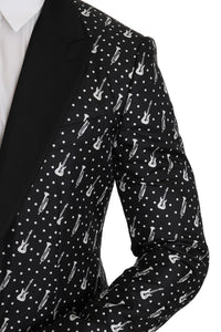 Thumbnail for Polka Dot Jazz Print Slim Fit Blazer