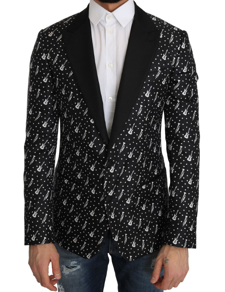 Polka Dot Jazz Print Slim Fit Blazer