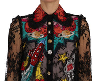 Thumbnail for Floral Lace Embroidered Blouse with Crystals