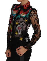 Thumbnail for Floral Lace Embroidered Blouse with Crystals
