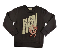 Thumbnail for Boys Black Cotton Logo Print Dragon Patch Sweatshirt