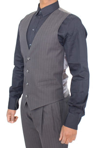 Thumbnail for Elegant Gray Striped Dress Vest