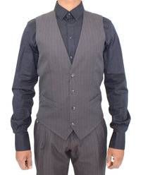 Thumbnail for Elegant Gray Striped Dress Vest