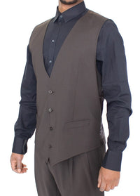 Thumbnail for Elegant Brown Striped Wool Dress Vest