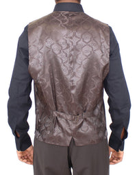 Thumbnail for Elegant Brown Striped Wool Dress Vest