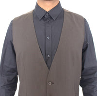 Thumbnail for Elegant Brown Striped Wool Dress Vest