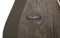 Thumbnail for Elegant Brown Striped Wool Dress Vest