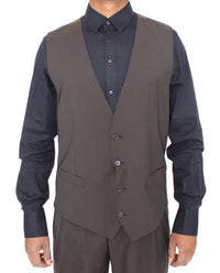 Thumbnail for Elegant Brown Striped Wool Dress Vest