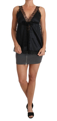 Thumbnail for Sultry Silk Blend Lingerie Top in Black