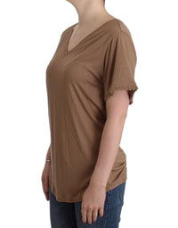 Thumbnail for Elegant Short-Sleeved Brown Rayon Top