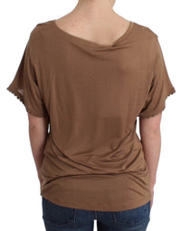 Thumbnail for Elegant Short-Sleeved Brown Rayon Top