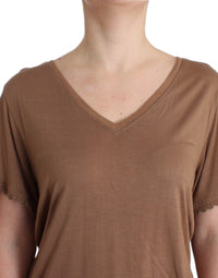 Thumbnail for Elegant Short-Sleeved Brown Rayon Top