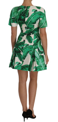 Thumbnail for Elegant Green Banana Leaf Print A-Line Dress
