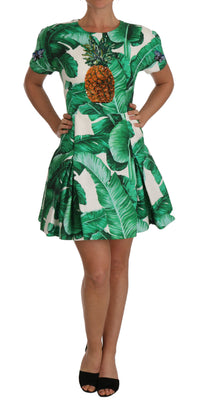 Thumbnail for Elegant Green Banana Leaf Print A-Line Dress