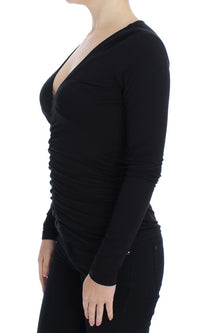 Thumbnail for Elegant V-Neck Black Viscose Blend Sweater