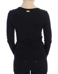 Thumbnail for Elegant V-Neck Black Viscose Blend Sweater