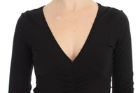 Thumbnail for Elegant V-Neck Black Viscose Blend Sweater