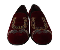 Thumbnail for Bordeaux Velvet Sequined Men's Loafers