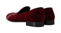 Thumbnail for Bordeaux Velvet Sequined Men's Loafers