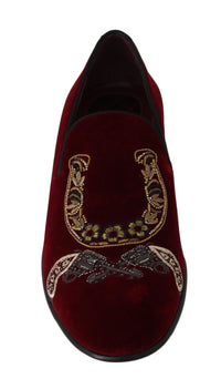 Thumbnail for Bordeaux Velvet Sequined Men's Loafers