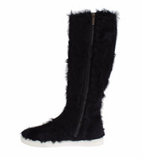 Thumbnail for Elegant Black Fur Leather Flat Sneaker Boots