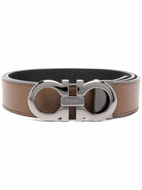 Thumbnail for Salvatore Ferragamo Cognac Men's Brown Coated Canvas Reversible Belt