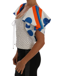 Thumbnail for White Polka Silk Corset Bustier Top