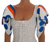 Thumbnail for White Polka Silk Corset Bustier Top