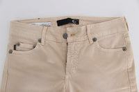 Thumbnail for Beige Cotton Stretch Slim Fit Jeans