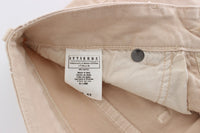 Thumbnail for Beige Cotton Stretch Slim Fit Jeans