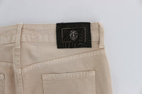 Thumbnail for Beige Cotton Stretch Slim Fit Jeans