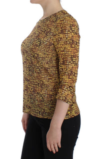 Thumbnail for Multicolor Mosaic Print Silk Blouse T-shirt