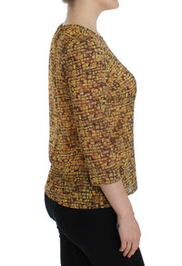 Thumbnail for Multicolor Mosaic Print Silk Blouse T-shirt