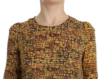 Thumbnail for Multicolor Mosaic Print Silk Blouse T-shirt