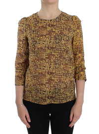Thumbnail for Multicolor Mosaic Print Silk Blouse T-shirt