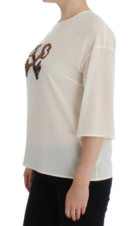 Thumbnail for Ivory Sequined Silk Blouse Top