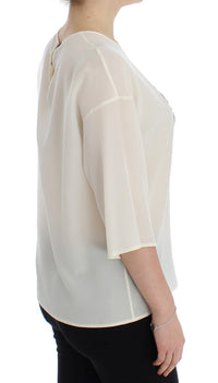 Thumbnail for Ivory Sequined Silk Blouse Top