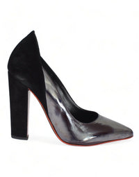 Thumbnail for Chic Metallic Gray Leather Pumps