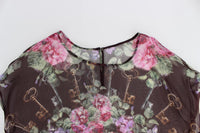 Thumbnail for Elegant Floral Silk Blouse with Cap Sleeves