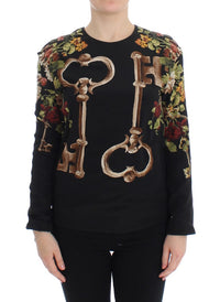 Thumbnail for Elegant Medieval Print Silk Blouse