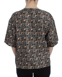 Thumbnail for Enchanted Sicily Silk Blouse with Medieval Keys Print